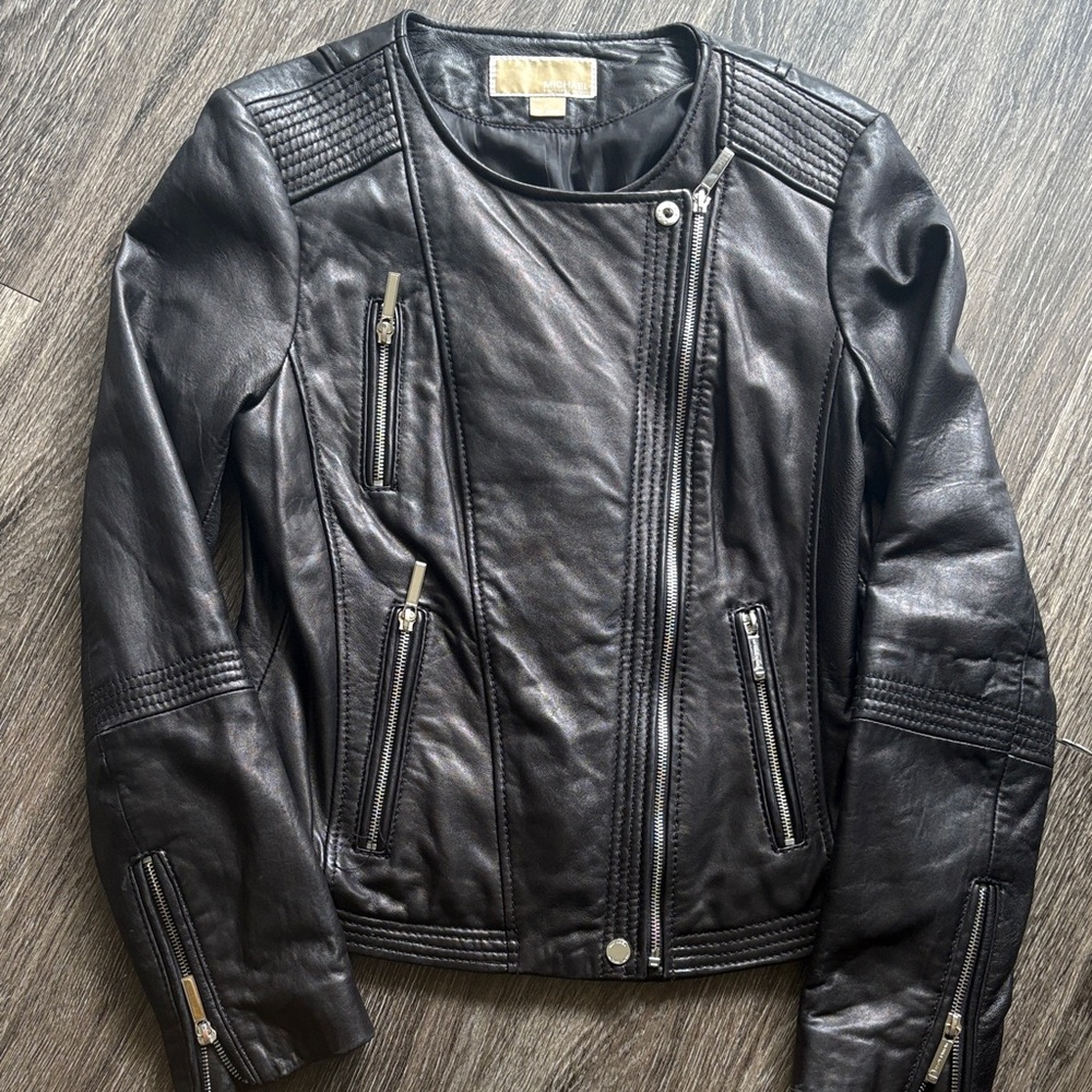 Michael Kors Leather Moto Jacket